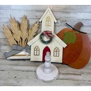 Glory Haus Wooden Stand And Toppers Harvest Pumpkin Christmas Country Decor